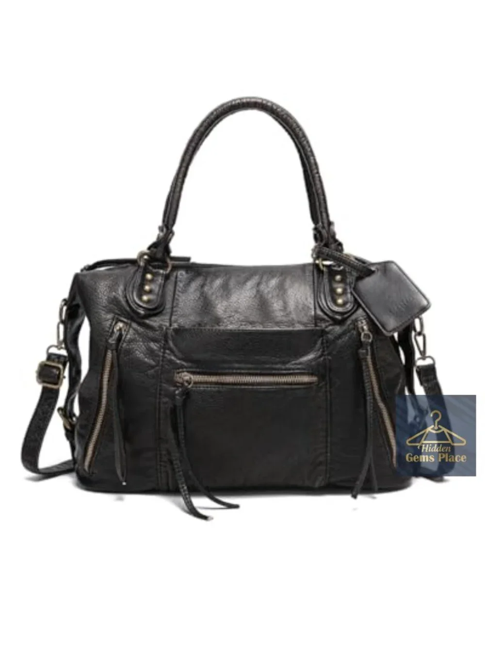 Vegan Leather Tote Bag with Adjustable Crossbody Strap, Large Hobo Purse